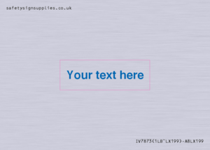 Custom blank information sign. Blue text, plain background